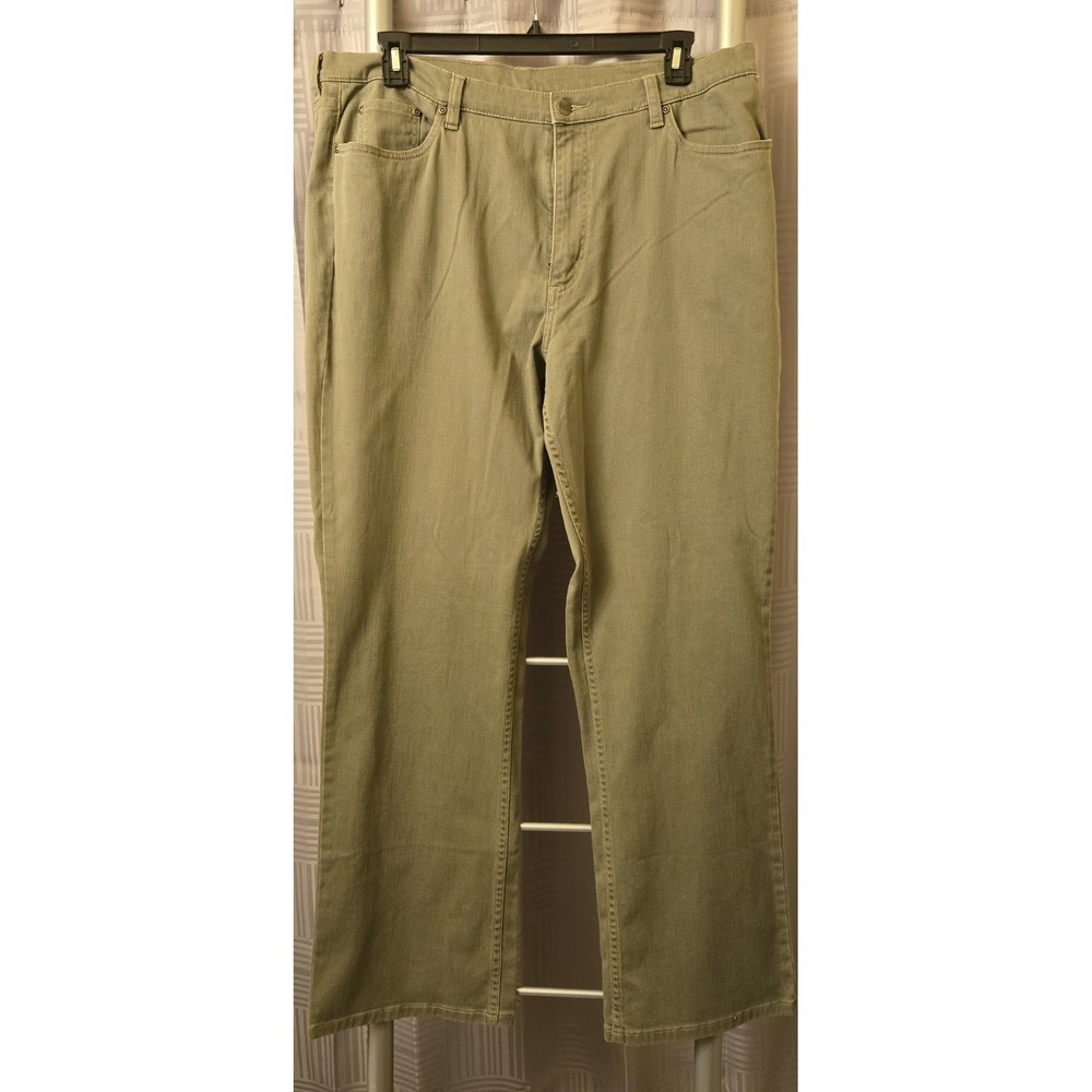 LL Bean Women's Jeans Classic Fit‎ Straight Size 20 M Tall Regular Olive Green